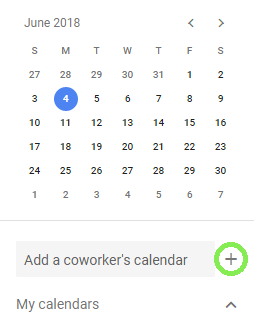 Click + to add a new calendar