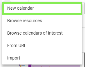 Choose "new calendar"