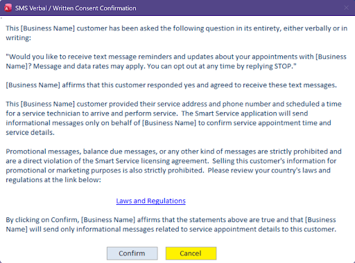 SMS Confirmation